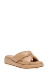 Anne Klein Avenue Womens Slip On Square Toe Slide Sandals In Beige Smooth