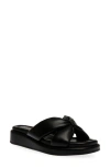 Anne Klein Aspire Wedge Sandal In Black Smooth