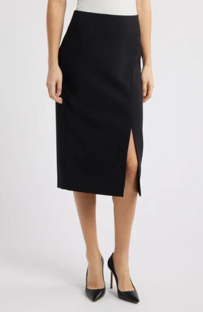 Anne Klein Asymmetric Midi Skirt In Anne Black