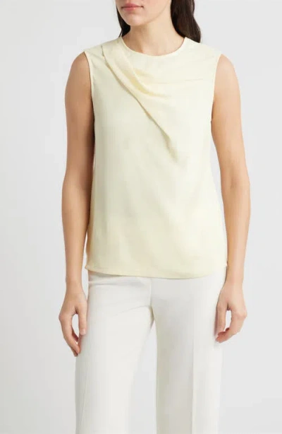 Anne Klein Asymmetric Sleeveless Cowl Neck Top In Neutral