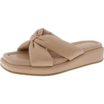Anne Klein Avenue Womens Slip On Square Toe Slide Sandals In Beige Smooth