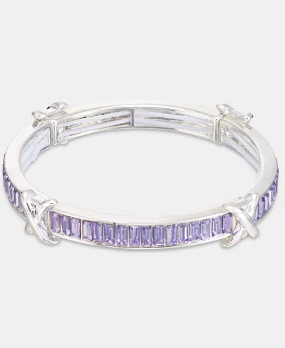 Anne Klein Baguette Stone Stretch Bracelet In Burgundy