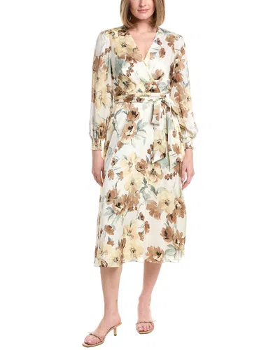 Anne Klein Balloon Sleeves Midi Dress In Multi