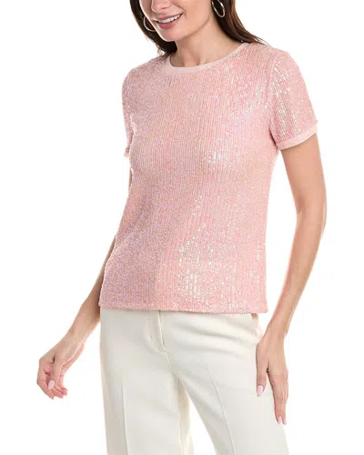 ANNE KLEIN BANDED SEQUIN MESH T-SHIRT