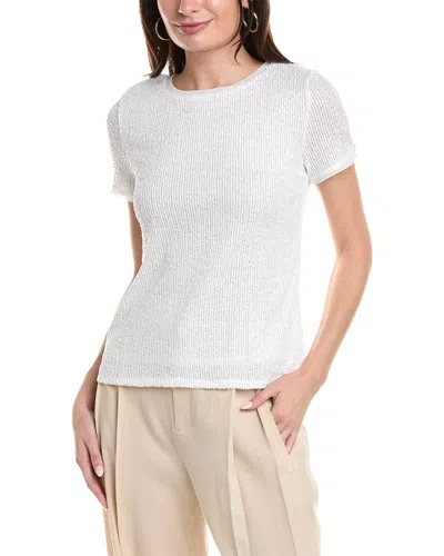 Anne Klein Banded Sequin Mesh T-shirt In White