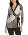 Anne Klein Banded Wrap Top In Multi