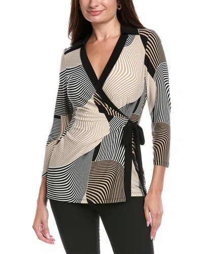 Anne Klein Banded Wrap Top In Multi