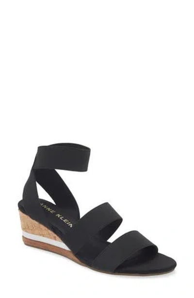 Anne Klein Barnett Wedge Ankle Strap Sandal In Black