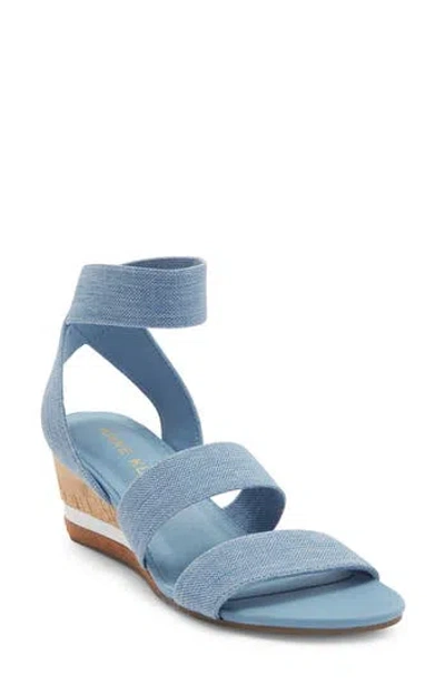 Anne Klein Barnett Wedge Ankle Strap Sandal In Blue