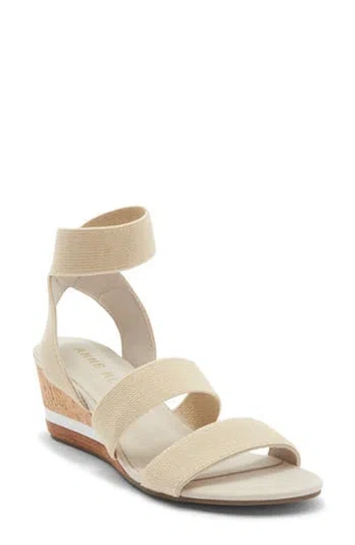 Anne Klein Barnett Wedge Ankle Strap Sandal In Neutral