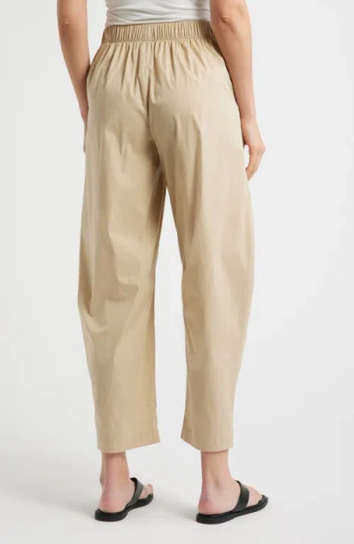 Anne Klein Pull-on Barrel Leg Poplin Pant In Brown