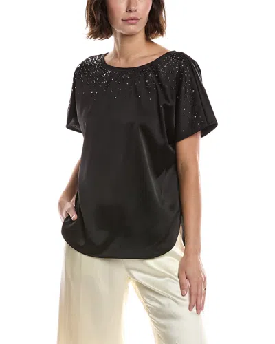 Anne Klein Bateau Neck Blouse In Black
