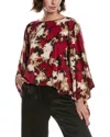 Anne Klein Bateau Neck Dolman Sleeve Cape Blouse In Red