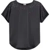 Anne Klein Womens Short Sleeve Beaded Blouse P Xxs Xxl In Black