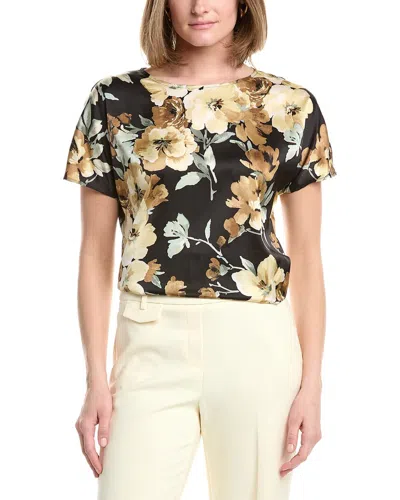 Anne Klein Bateau Neck Satin Top In Neutral