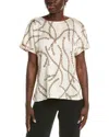 Anne Klein Chain Print Short Sleeve Top In White