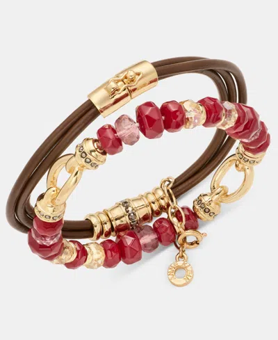 Anne Klein Beaded & Leather Cord Bracelets, 2-piece Set In Multi