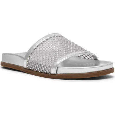 Anne Klein Beatrix Mesh Slide Sandal In Silver Mesh