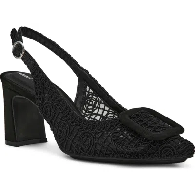 Anne Klein Belinda Lace Embroidered Slingback Pump In Black