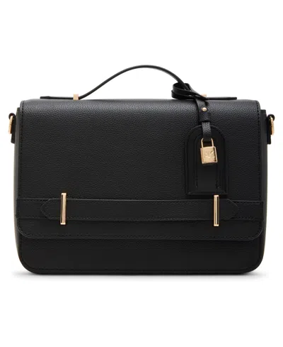 Anne Klein Belted Flap Small Satchel Bag In Black