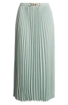 Anne Klein Belted Pull-on Pleated Skirt In Green