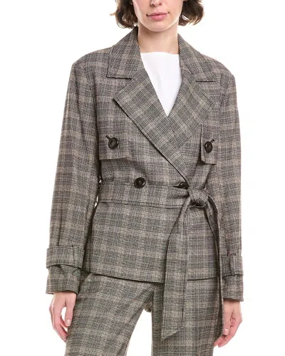 Anne Klein Belted Trench Jacket In Black