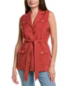 Anne Klein Textured Belted Vest In Red