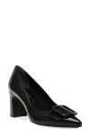Anne Klein Akbentley Womens Buckle Man Made Block Heels In Black Patent