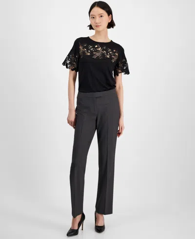 Anne Klein Bi-stretch Modern Dress Pants In Gray