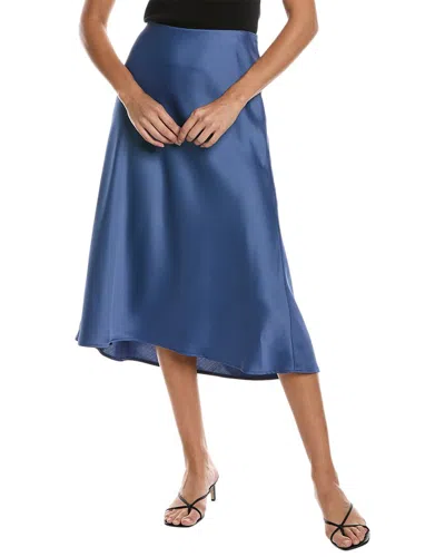 Anne Klein Bias Cut Matte Satin Skirt In Blue