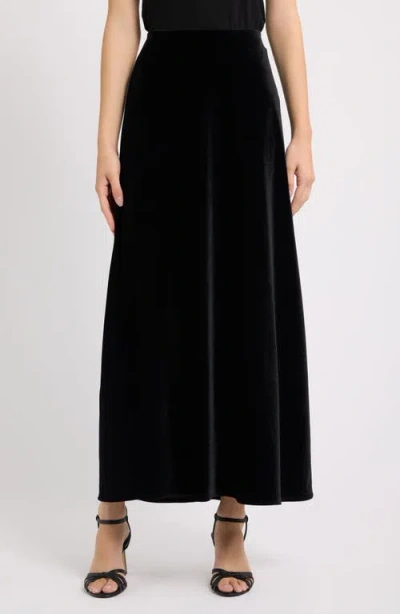 Anne Klein Bias Flared Velvet Maxi Skirt In Anne Black