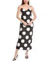 Anne Klein Large Polka Dot Satin Slipdress In Black