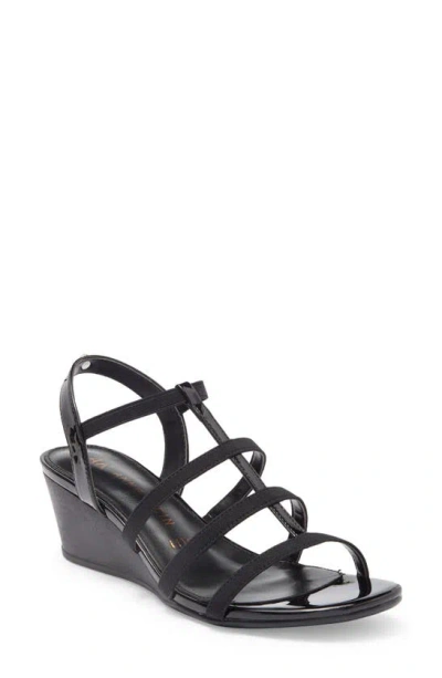 Anne Klein Bijou Strappy Wedge Sandal In Black