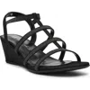 Anne Klein Bijou Strappy Wedge Sandal In Black Shimmer