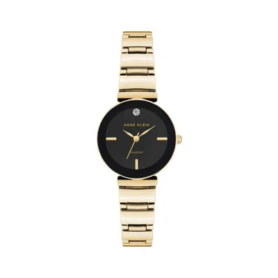 Anne Klein Black Dial Stainless Steel Ladies Watch Ak-2434bmgb In Gold