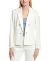Anne Klein Double Weave Notch Collar Cotton Blend Blazer