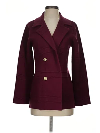 Pre-owned Anne Klein Blazer Jacket In Burgundy