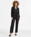 Anne Klein Blazer Mixed Media Top High Rise Pants In Black
