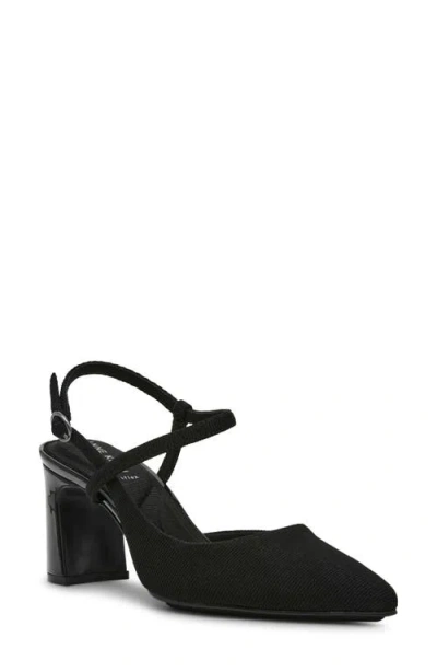 Anne Klein Bliss Pointed Toe Pump In Black Stretch