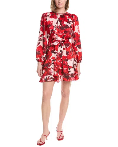 Anne Klein Blouson Sleeve Tiered Flounce Mini Dress In Pink