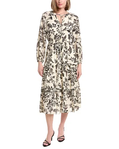 Anne Klein Blouson Sleeve Tiered Patio Dress In Multi