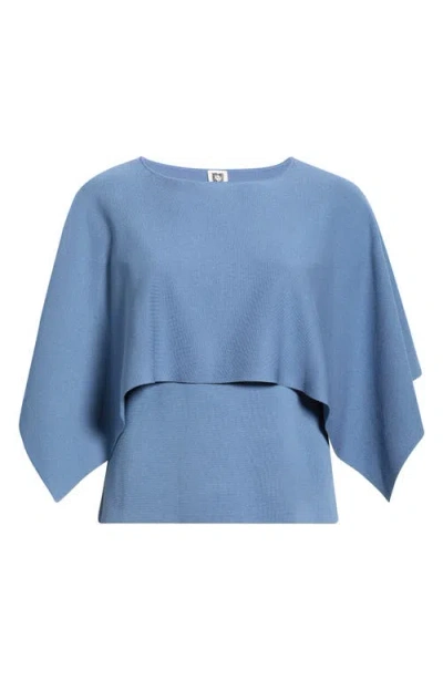 Anne Klein Boat Neck Cape Sweater In Blue