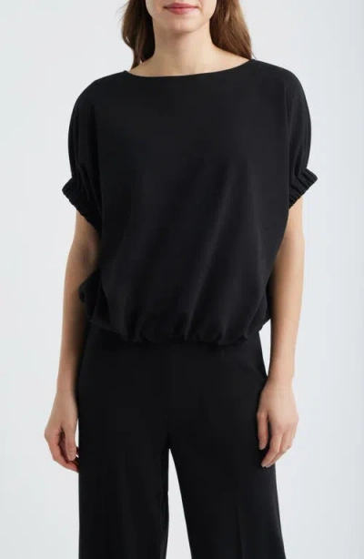 Anne Klein Elastic Sleeve Dolman T-shirt In Black