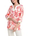 Anne Klein Womens 3 4 Sleeve Boat Neck Top Flat Front Mid Rise Pull On Pants In Red