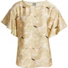 Anne Klein Plus Size Printed Flutter-sleeve Blouse In Multi