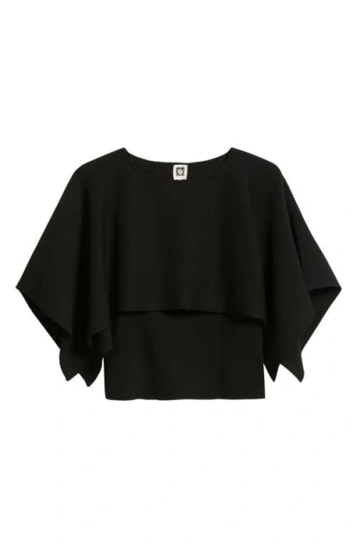 Anne Klein Boat Neck Sweater Cape In Black