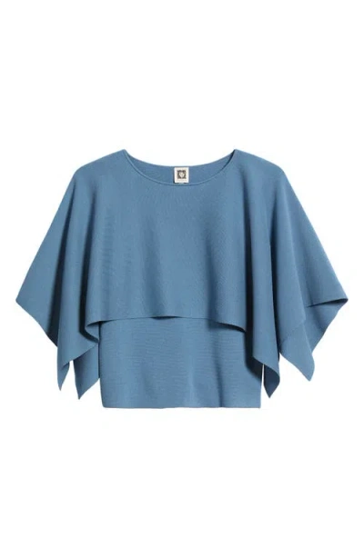 Anne Klein Boat Neck Sweater Cape In Blue