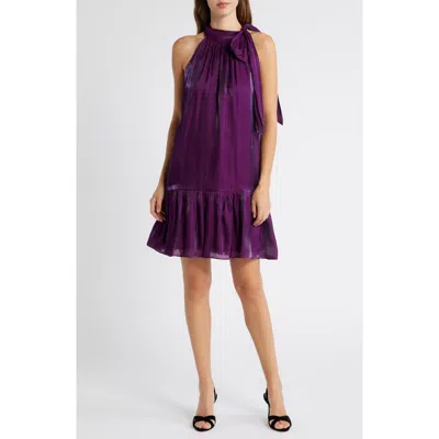 Anne Klein Bow Accent Tiered Dress In Purple