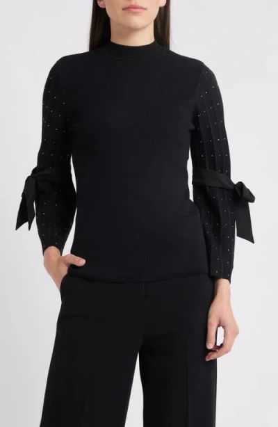 Anne Klein Bow Sleeve Sweater In Black