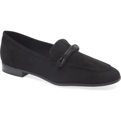 Anne Klein Bowery Pavé Loafer In Black Suede